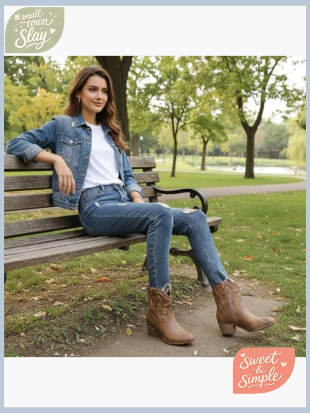 Cowgirl Ankle Boots with Stitching Low Heel Side Zipper Memory Foam Pointed Toe - Picture 2 of 7